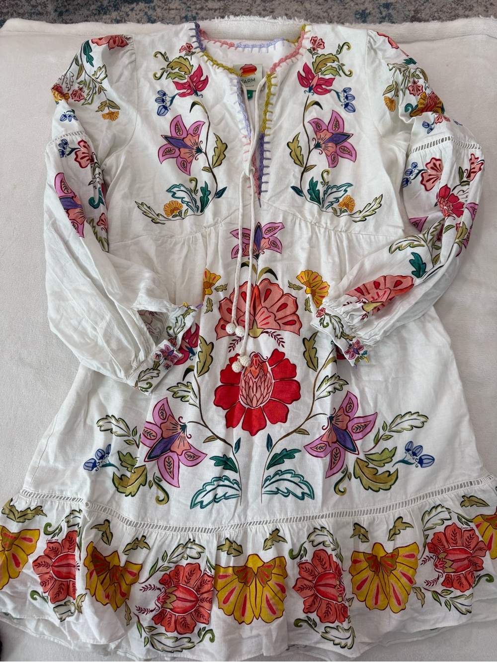 Farm Rio White Mini Insect Dress Size Medium D80